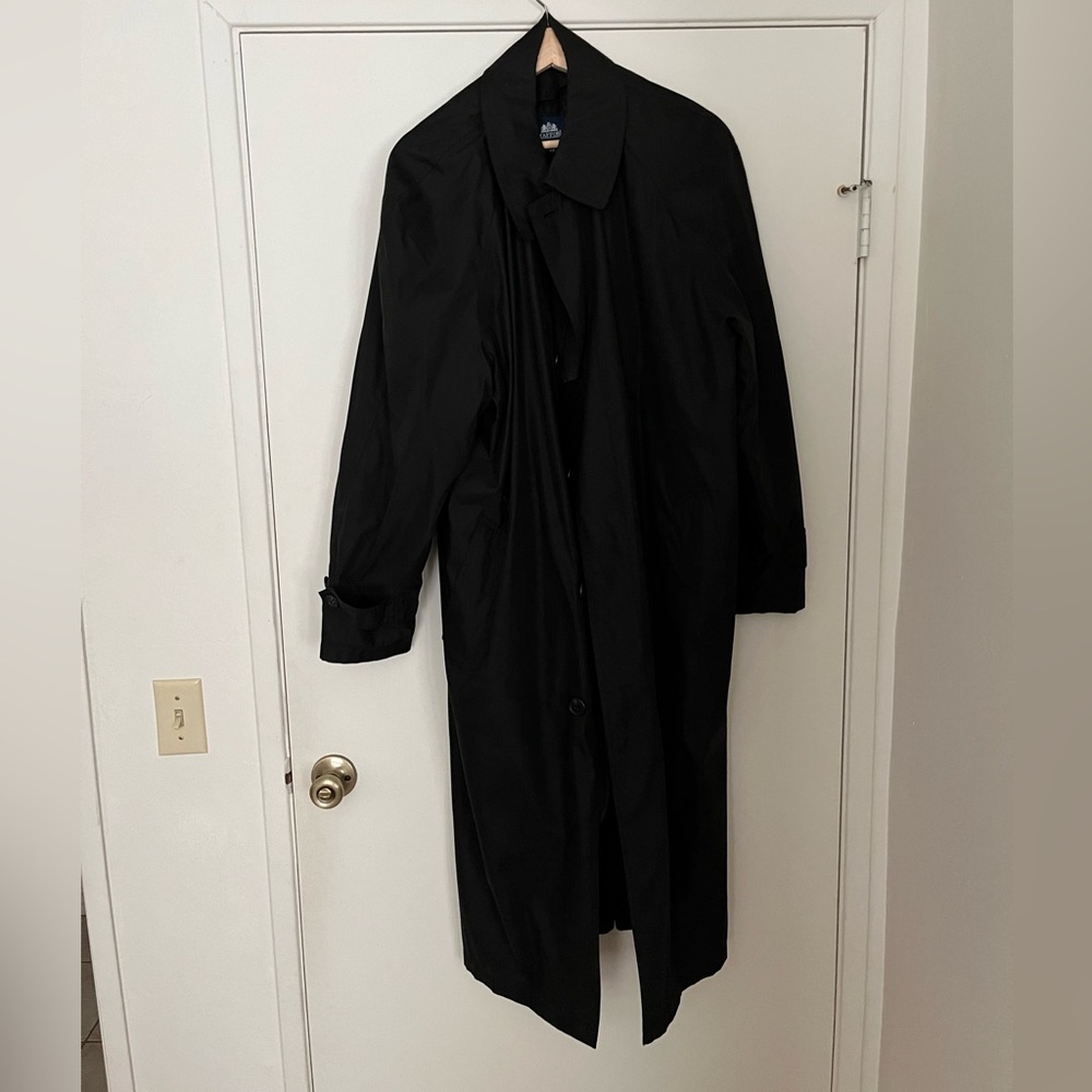 Stafford Men’s Trench Coat, Black, Size 44r, Wool Liner